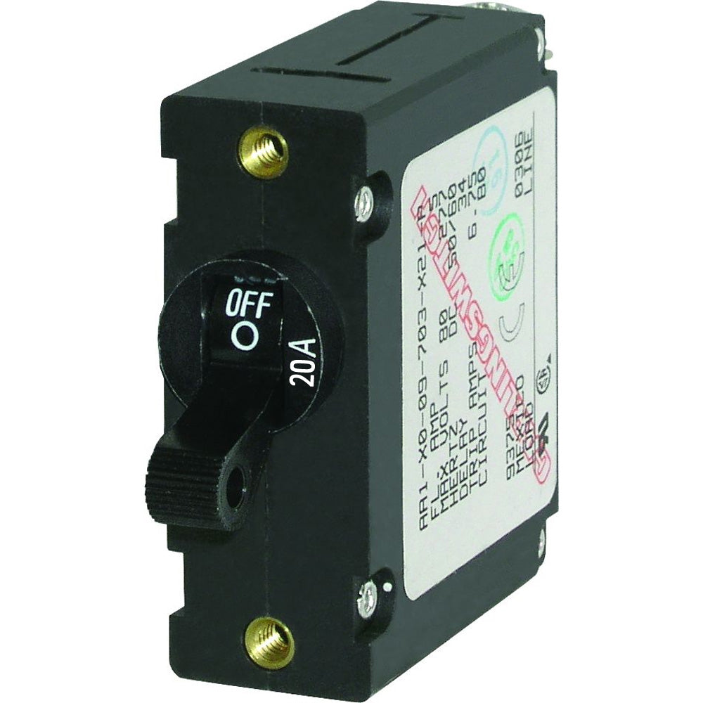 Blue Sea 7212 AC DC Single Pole Magnetic World Circuit Breaker 20 Amp 7212