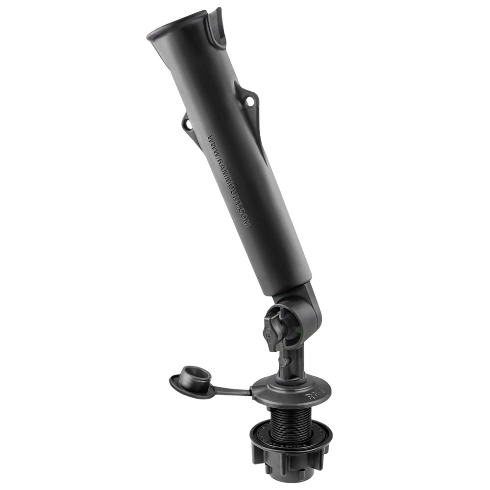 RAM Mount RAM ToughTube Fishing Rod Holder w3 Length Spline Post Round Flush Mounting Base RAP394SSFMTU