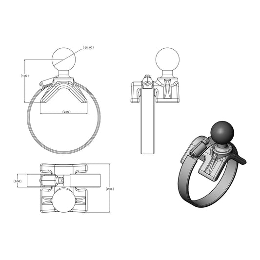 RAM Mount Strap Mount wLong Arm Diamond Base RAMB108C238