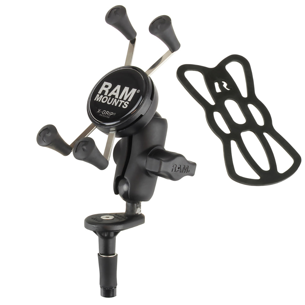 RAM Mount Fork Stem Mount wShort Double Socket Arm Universal XGrip CelliPhone Cradle RAMB176AUN7U