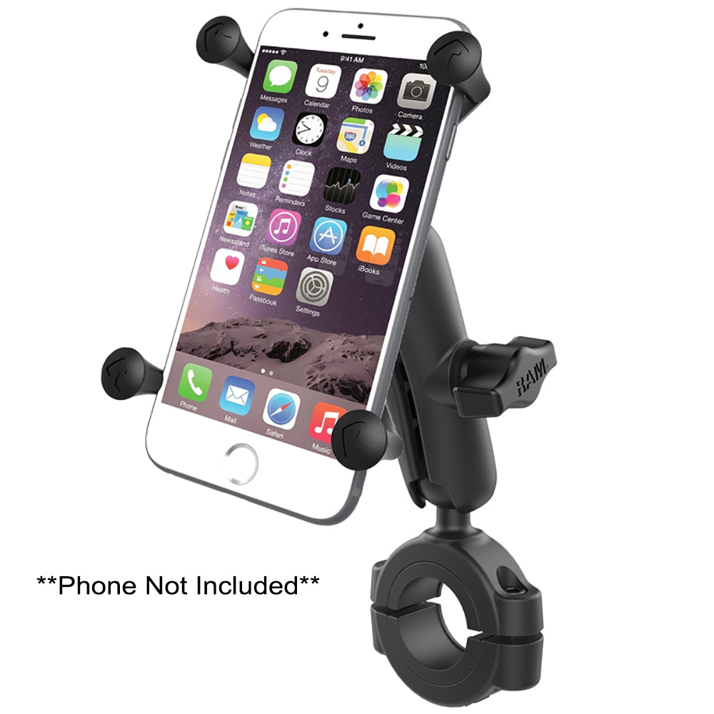 RAM Mount RAM Torque 1 18 1 12 Diameter HandlebarRail Base with 1 Ball Medium Arm and XGrip for Larger Phones