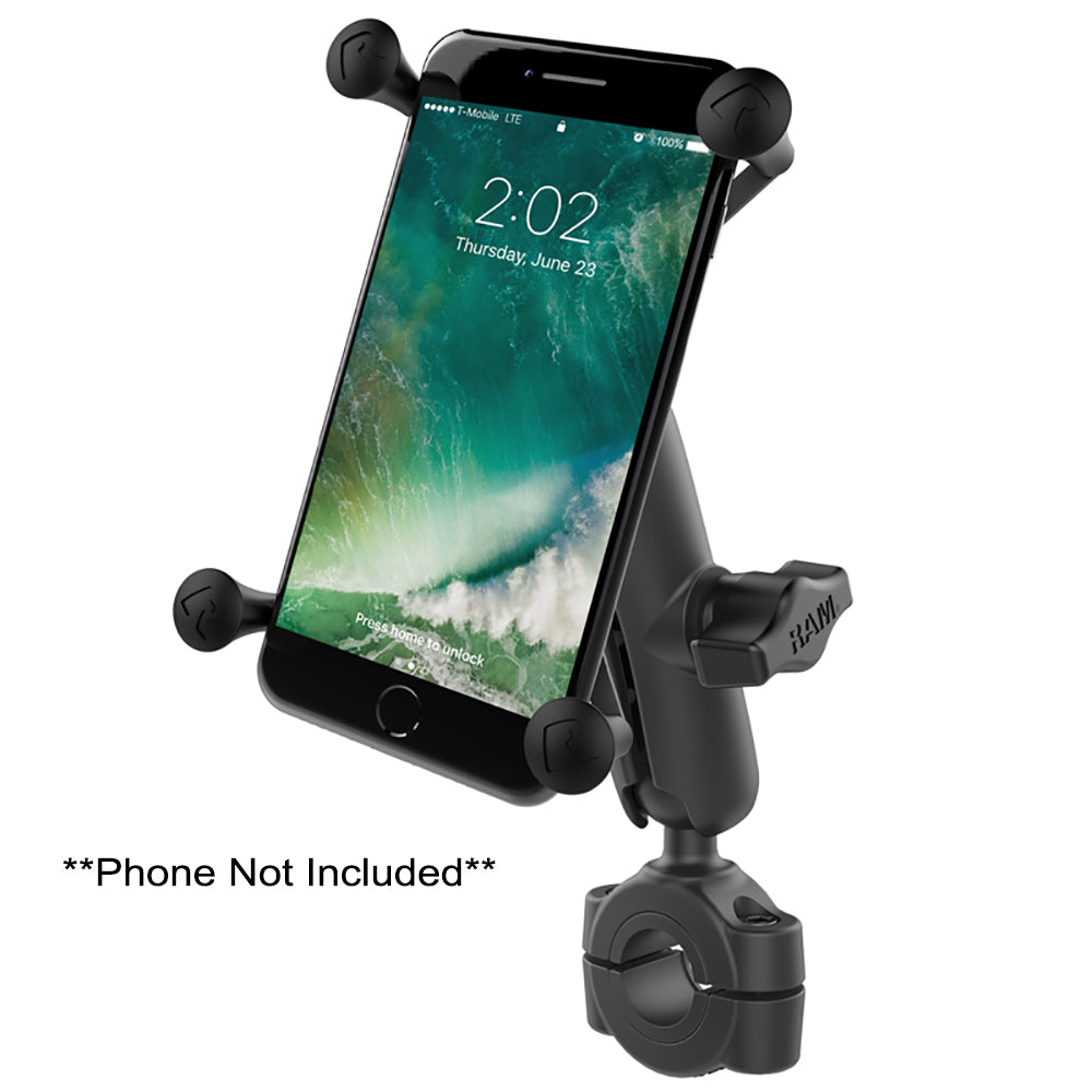 RAM Mount RAM Torque 34 1 Diameter HandlebarRail Base with 1 Ball Medium Arm and XGrip for Larger Phones