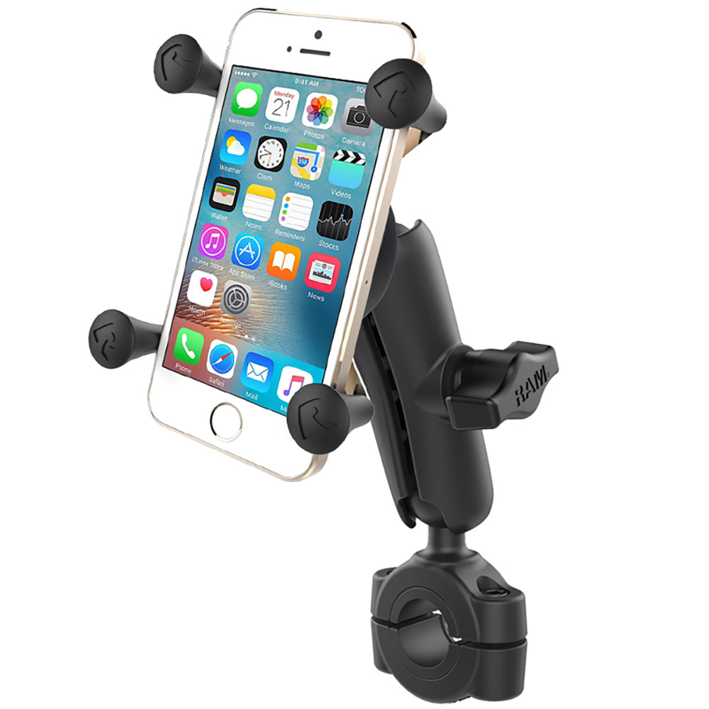 RAM Mount RAM Torque 34 1 Diameter HandlebarRail Base w1 Ball Medium Arm XGrip fPhones RAMB408751UN7U