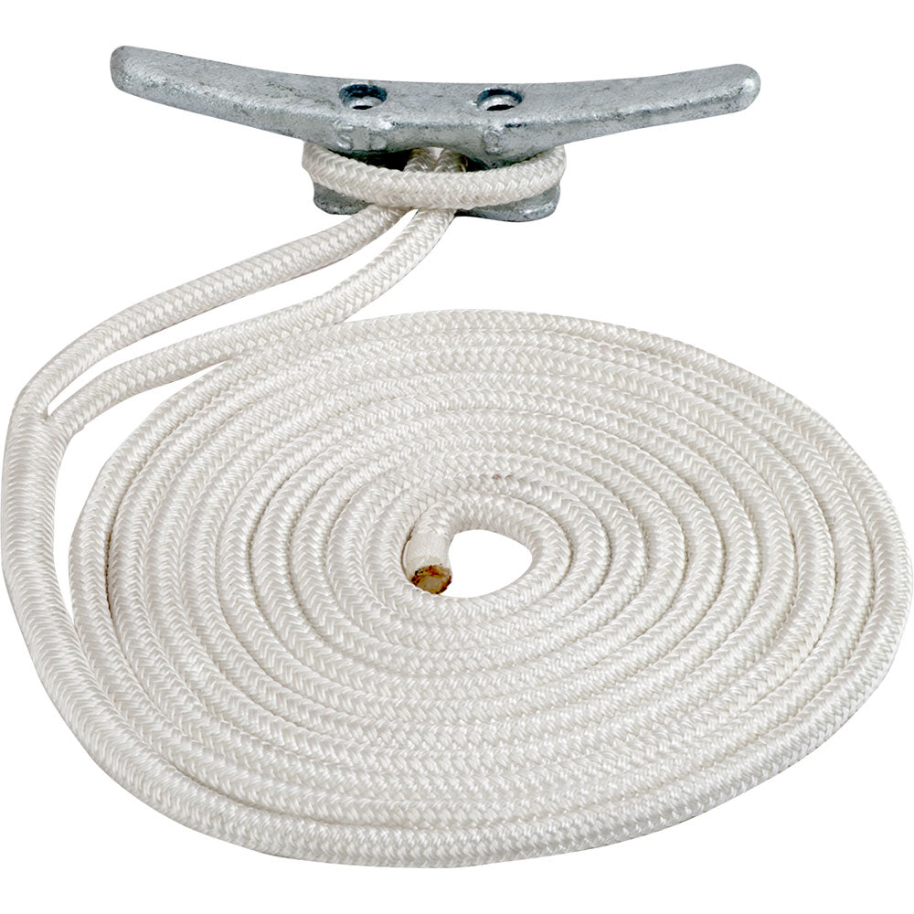 SeaDog Double Braided Nylon Dock Line 58 x 50 White 302116050WH1