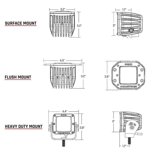 RIGID Industries DSeries PRO Flood Diffused Surface Mount Black Light Pair 202513