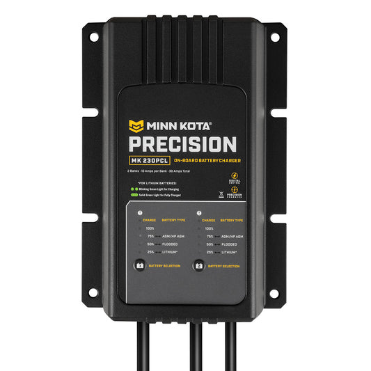 Minn Kota OnBoard Precision Charger MK230 PCL 2 Bank x 15 AMP LI Optimized Charger 1832304