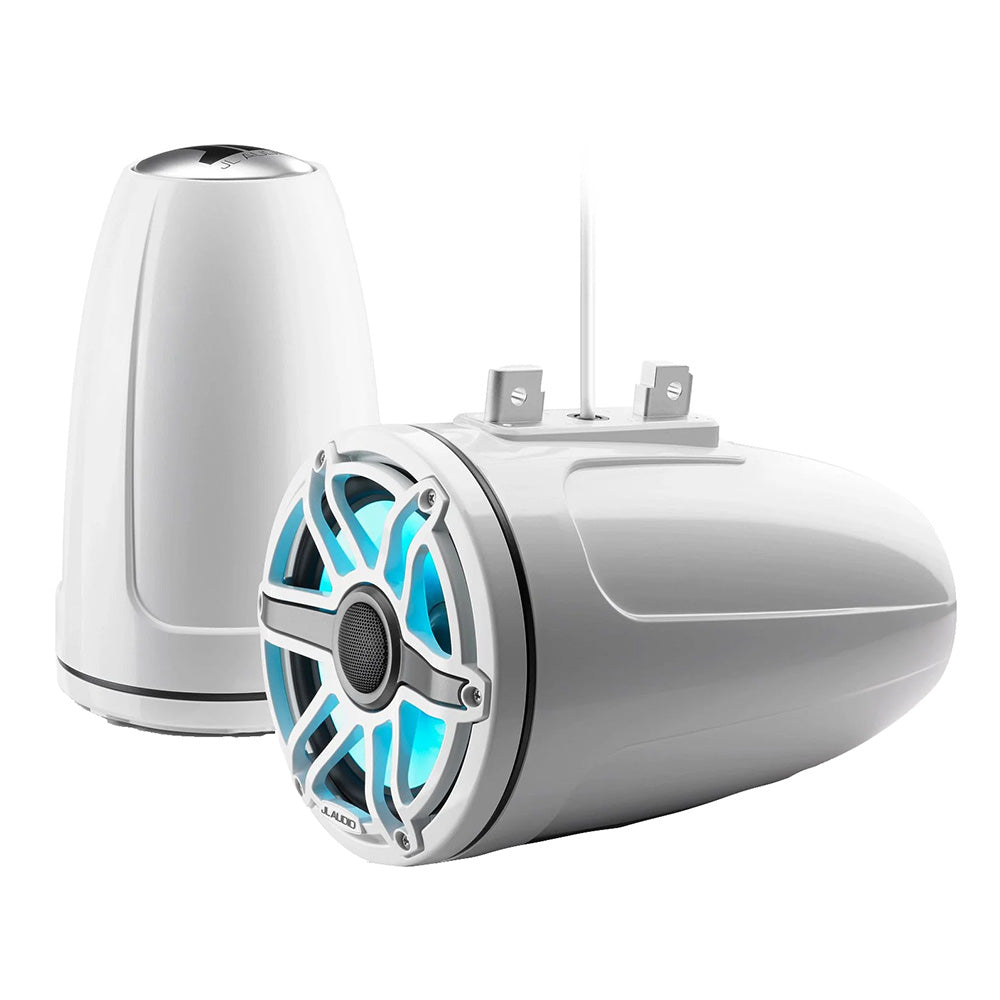 JL Audio M6 Series 77 Enclosed Tower Coaxial System wGloss White Sport Grille  Transflective LED Lighting 