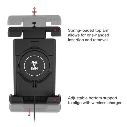 Ram Mount RAM QuickGrip Pro XL wBall  Qi2 15W Wireless Charger RAMHOLPD7BW2MU