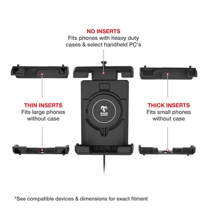 Ram Mount RAM QuickGrip Pro XL wBall  Qi2 15W Wireless Charger RAMHOLPD7BW2MU