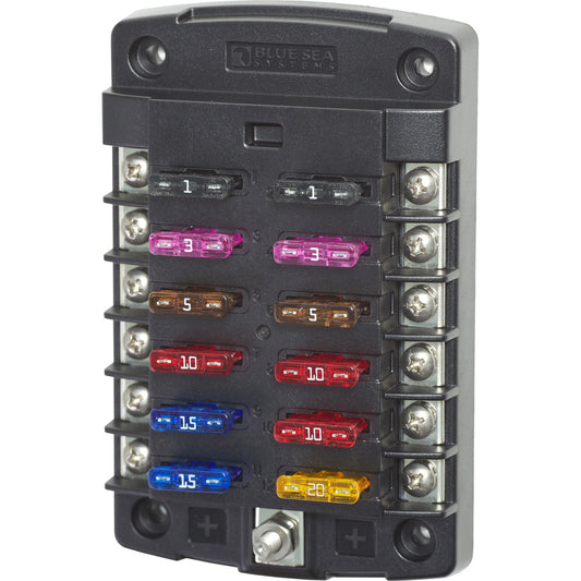 Blue Sea 5034 ST Blade Fuse Block wout Cover  12 Circuit wout Negative Bus 5034