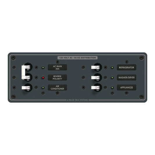 Blue Sea 8099 AC Main 4 Positions Toggle Circuit Breaker Panel  White Switches 8099