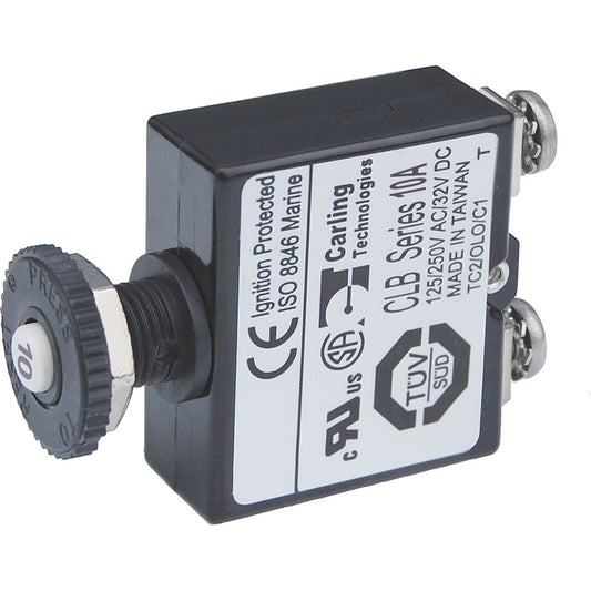 Blue Sea Push Button Reset Only Screw Terminal Circuit Breaker  10 Amps 2132