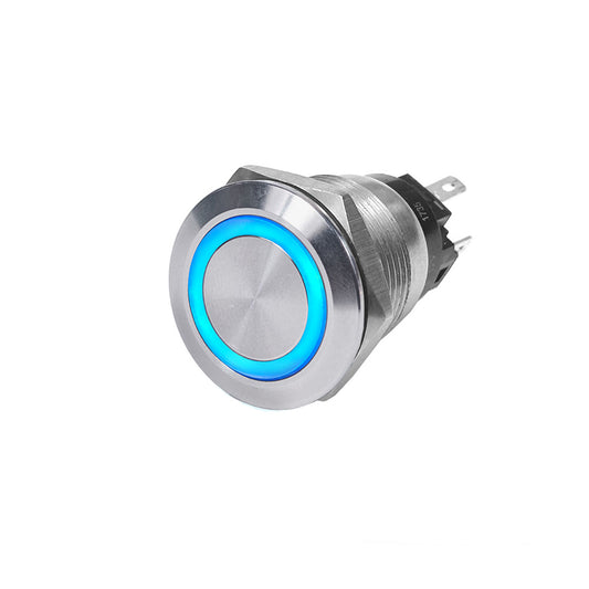 Blue Sea 4161 SS Push Button Switch  OffOn  Blue  10A 4161
