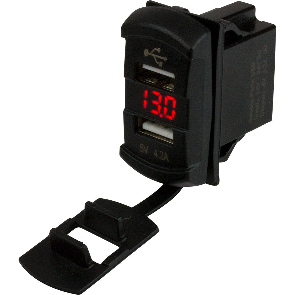 SeaDog Dual USB Rocker Switch Style Voltmeter wHidden Display 4265271